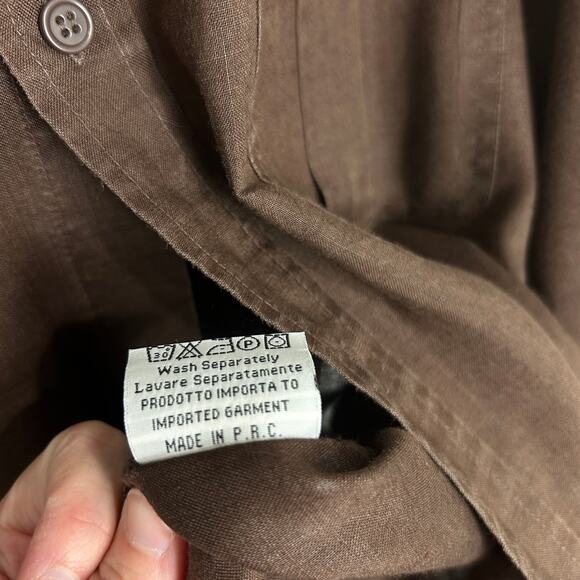 Compagnia Della Moda Shirt XXL Mens Brown Roll Tab Button Front Casual - Picture 8 of 10